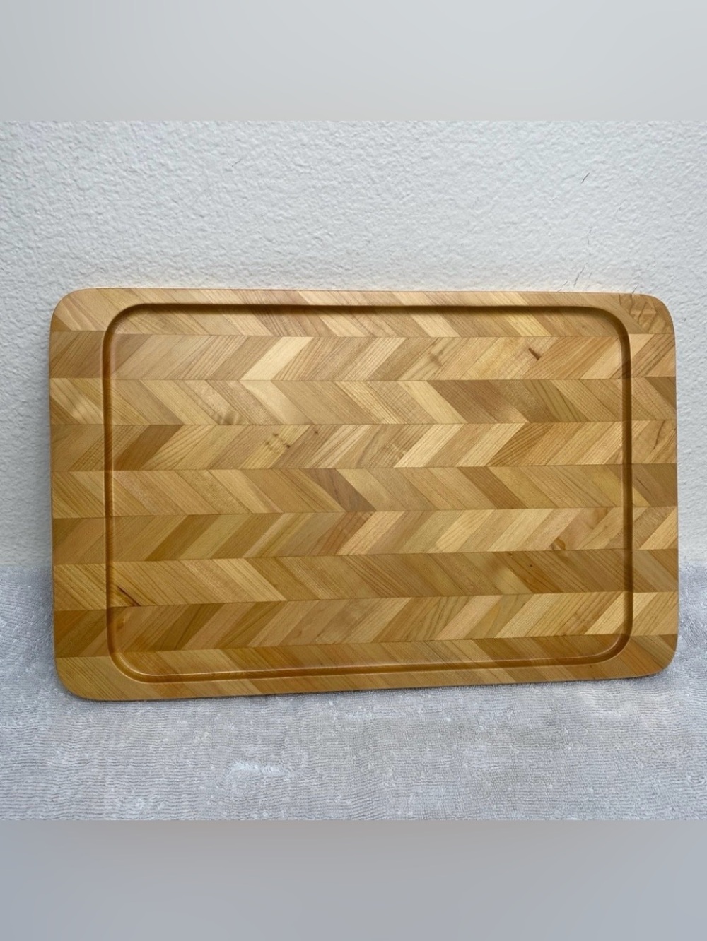 Antique Japanese Light Hardwood Sake Rectangle Carved Wood Serving Tray Rustic